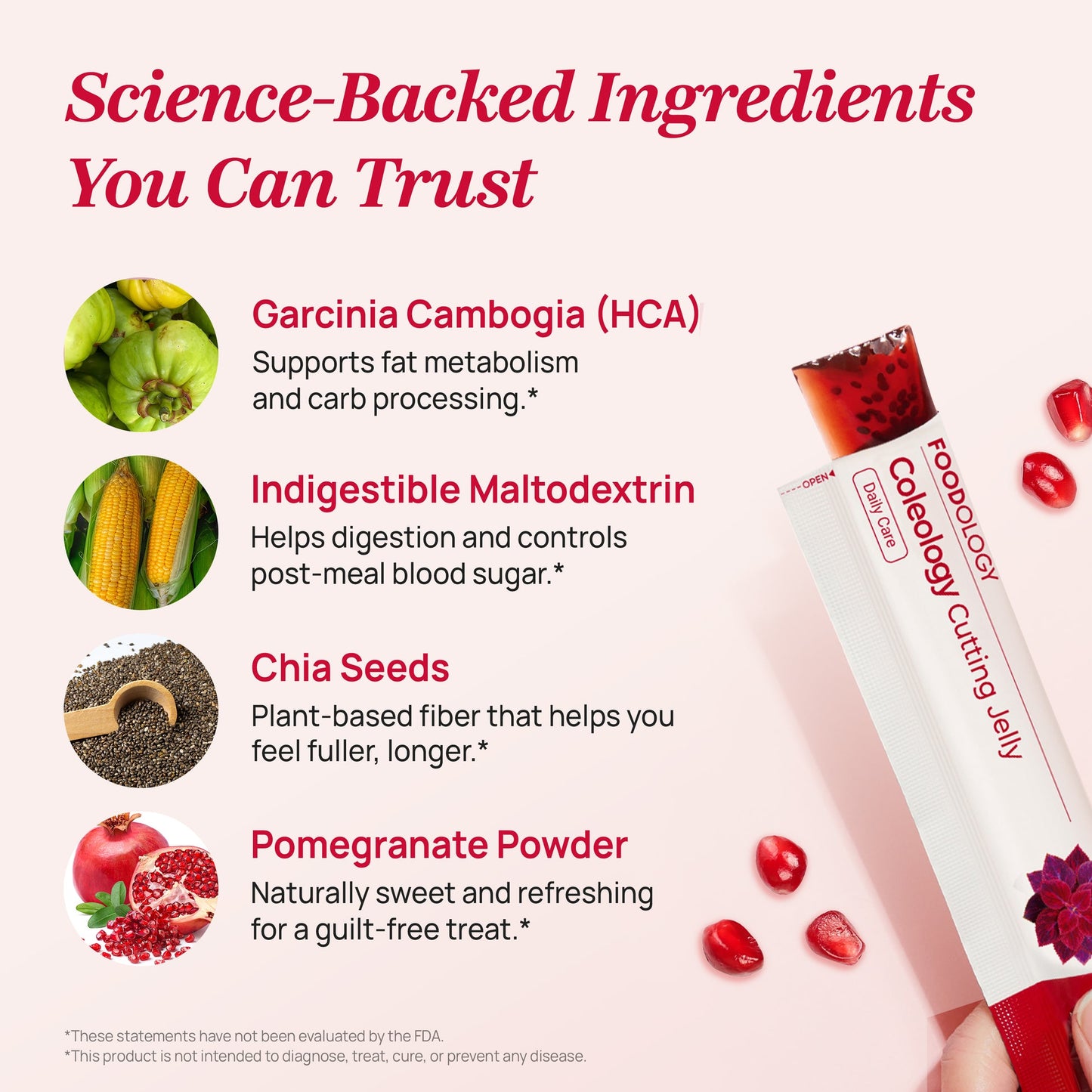 Foodology Coleology Cut Jelly Sticks Pomegranate Flavor 20 Sticks