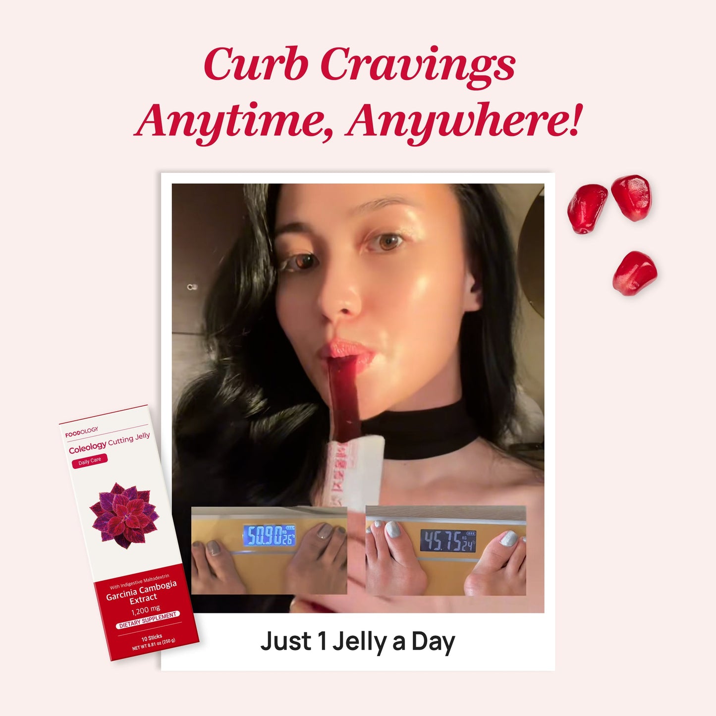 Foodology Coleology Cut Jelly Sticks Pomegranate Flavor 20 Sticks